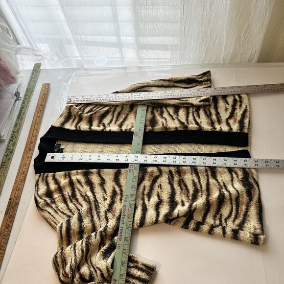 C'Est City Womens Animal Print Cardigan Sweater Size Large Open Front - Picture 4 of 8